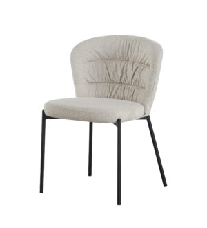 Silla tapizada beige con patas negras de metal