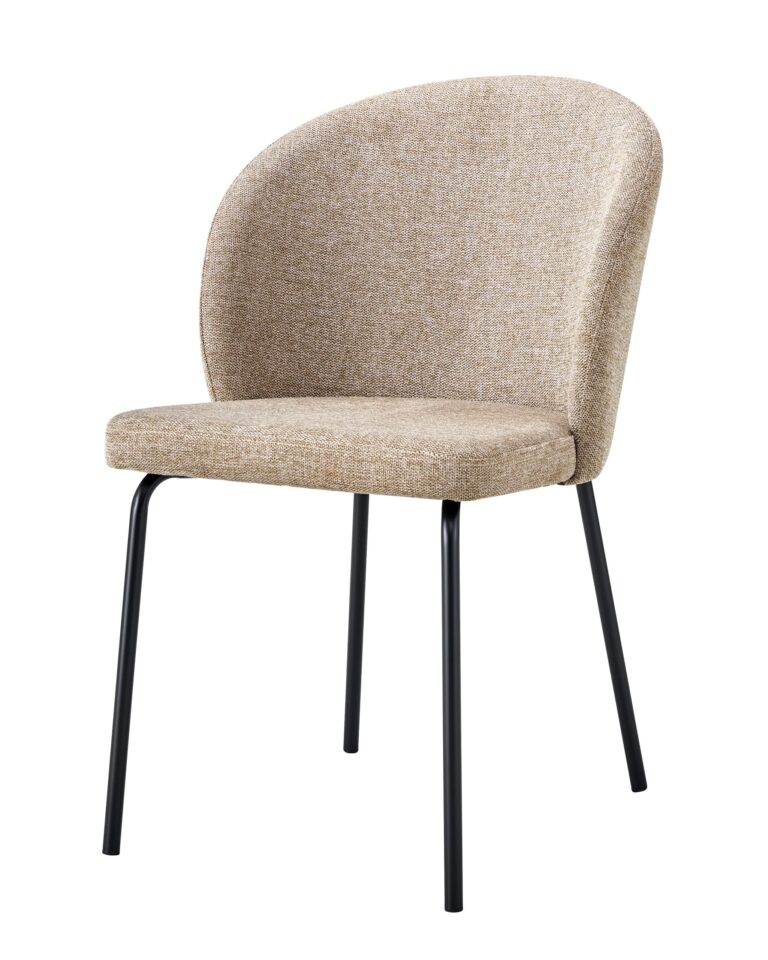 Silla tapizada beige con patas negras